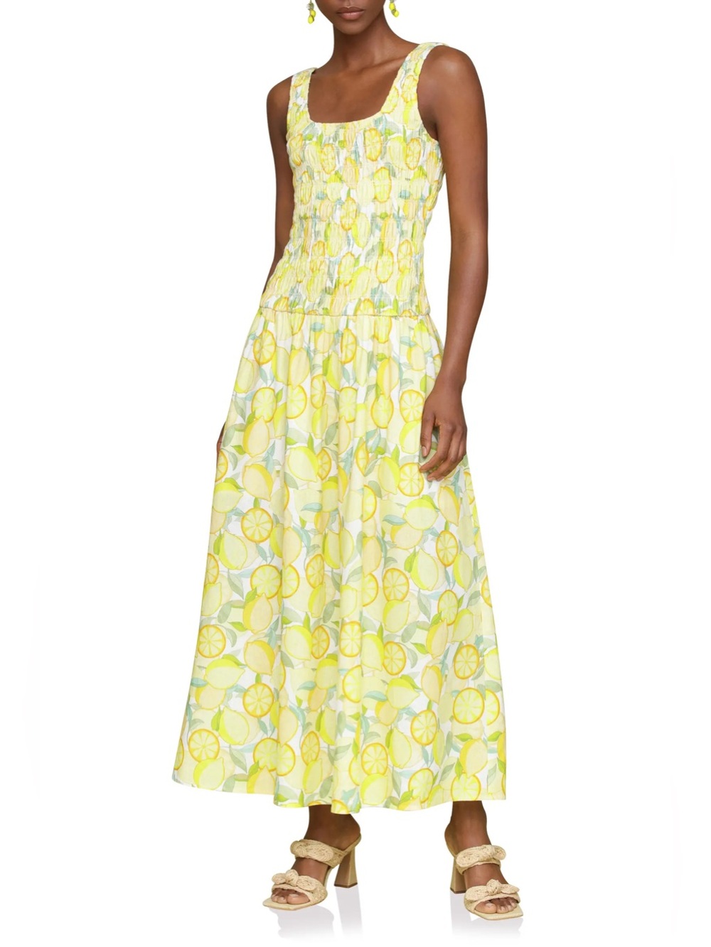 Avec Les Filles Limoncello Smocked Midi Dress - Picture 2 of 7